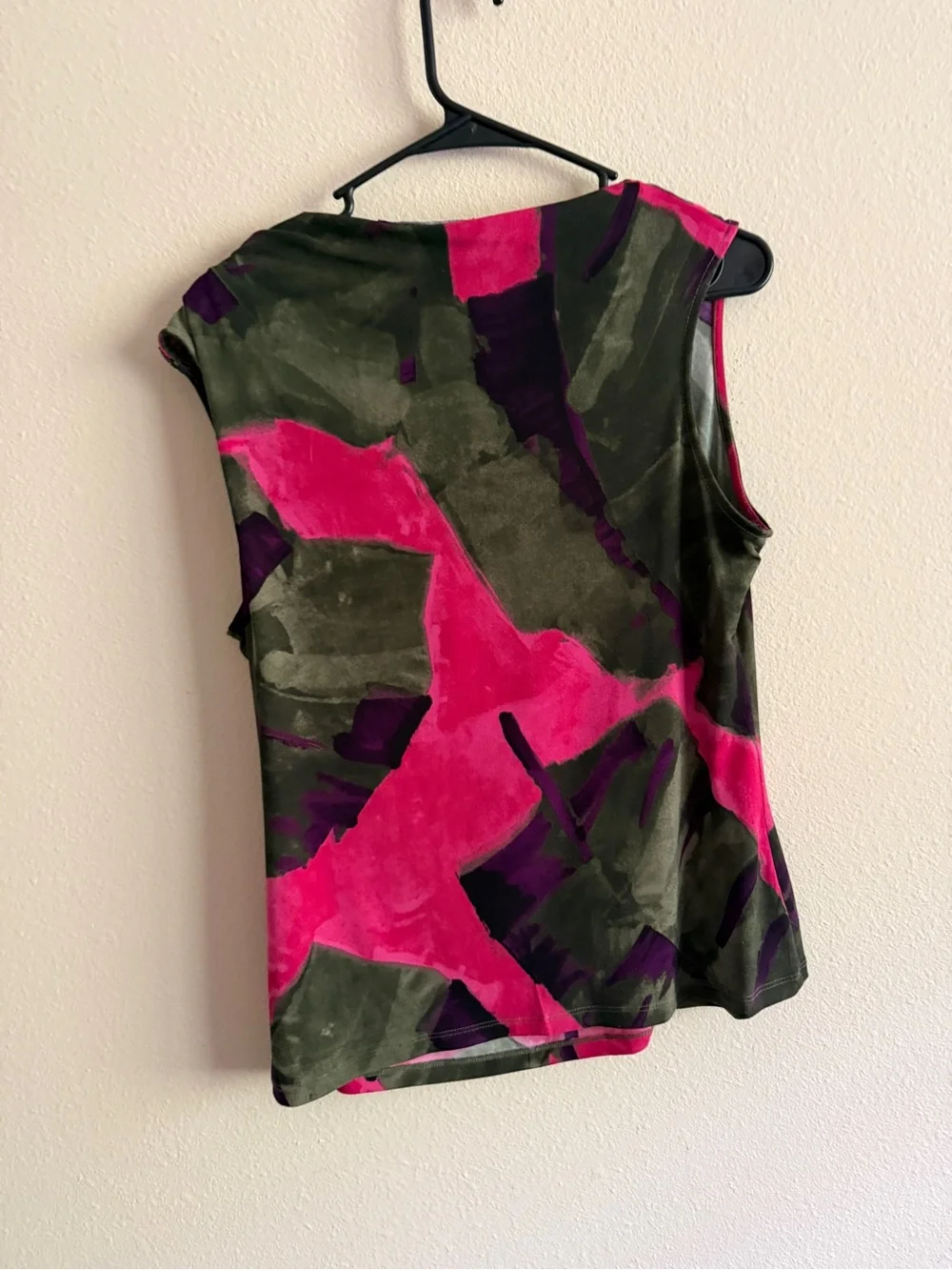 DKNY Pink, Olive & Purple Abstract Sleeveless Tank